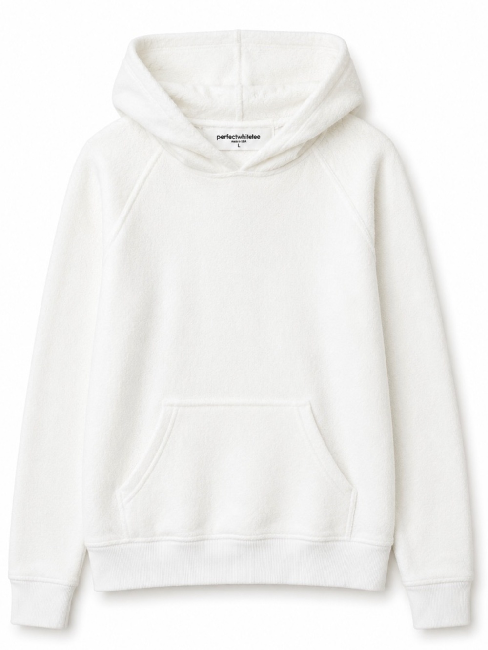 Perfect White Tee Lindsey White 100% Cotton Hoodie Made in USA L NWOT